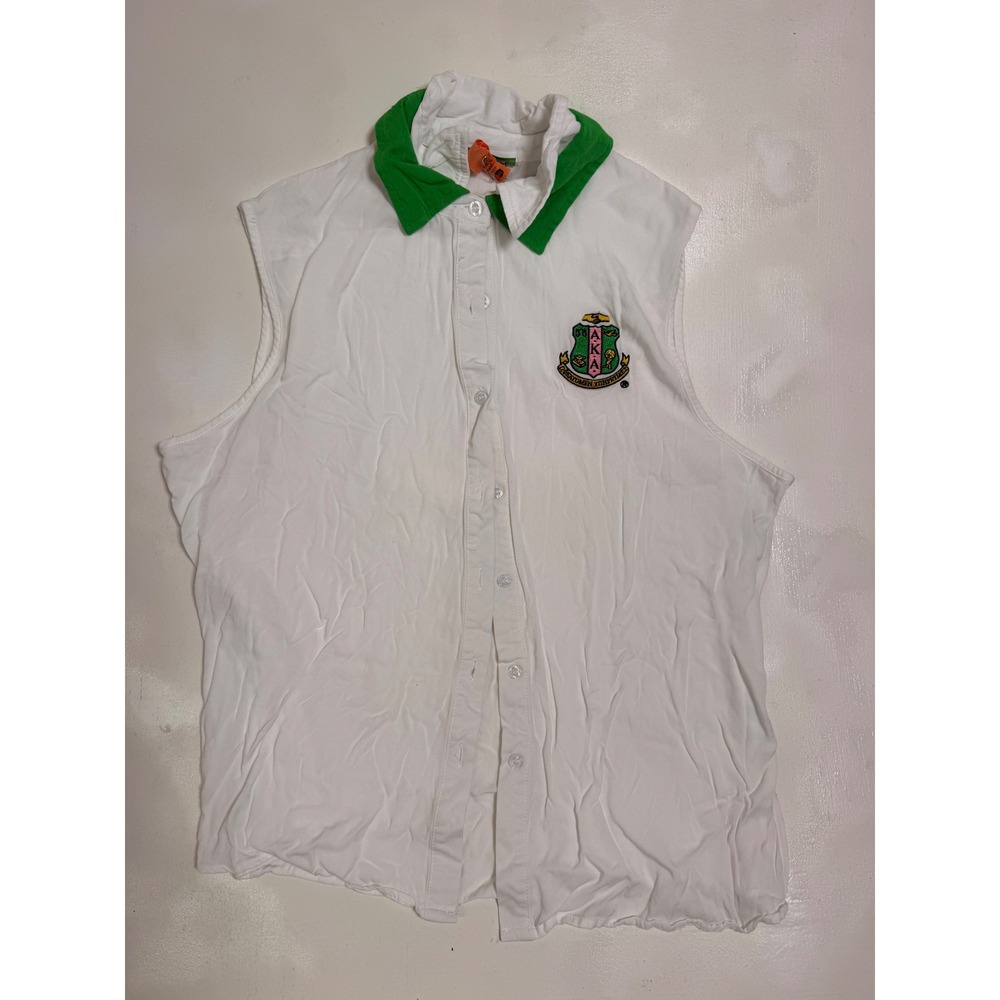 Alpha Kappa Alpha AKA Button Down Women Large White Excellent Sorority‎